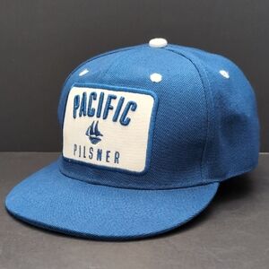 Pacific Pilsner Men's Blue Flat Bill Snapback Hat.